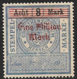 Germany HESSEN 1923 1million m on 8m ARMS Revenue Erler No.198 MNG