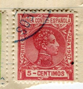 SPANISH GUINEA; 1907 early Alfonso issue fine used 5c. value