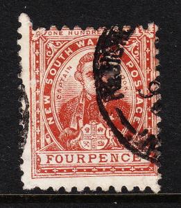 NEW SOUTH WALES — SCOTT 79v (SG 255dv)— 1888 4d RED BROWN — USED W. INVERTED WMK