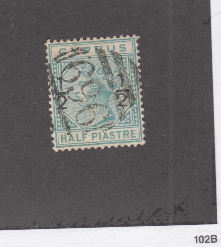 CYPRUS # 16 VF-BLACK SURCHARGES ON 1/2p CYPRUS NUMERAL TOWN CANCEL