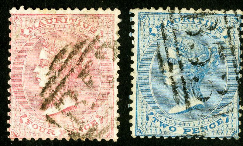 Mauritius Stamps # 25-6 Used Fresh Scott Value $102.00