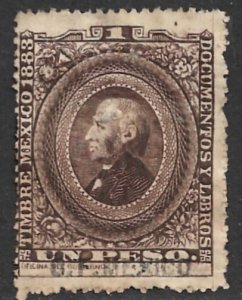 MEXICO 1883 1p Hidalgo Revenue DO90 DF MEXICO Control Used