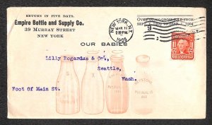 USA SCOTT #319 STAMP NEW YORK EMPIRE BOTTLE & SUPPLY CO ADVERTISING COVER 1905