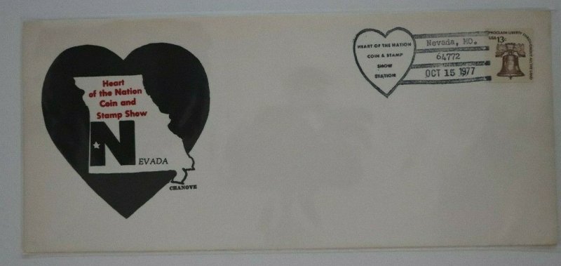 Heart of the Nation Coin & Stamp Show Nevada 1977 Philatelic Expo Cachet Cover 