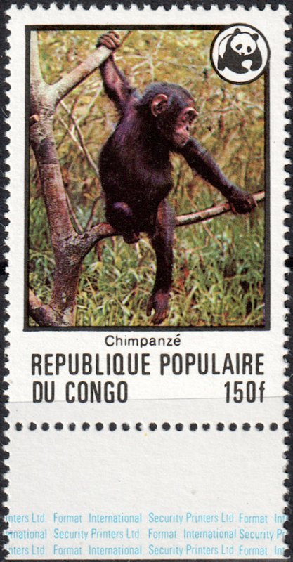 Congo Republic #456  MNH - WWF, Chimpanzee (1978)