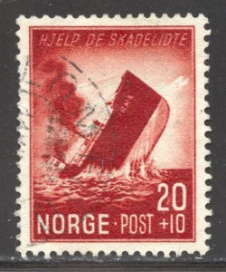 Norway Scott B37 Used H - 1944 Sinking of the IRMA - SCV $5.00