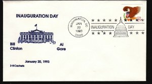 1993 Clinton Gore inaugural - Washington DC cancel  3-B cachet