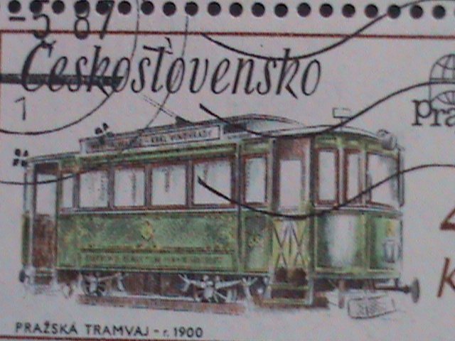 ​CZECHOSLOVAKIA-1987-SC#2658 PARAGA'88  -TRAM-1900 CTO-IMPRINT BLOCK