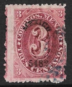 MEXICO 1882 3c Numeral with MEXICO 5482 Sc 147 Used