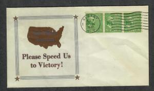 US WW2 Patriotic Cover Linto Cachet-Scarce Please Speed Us To Victory