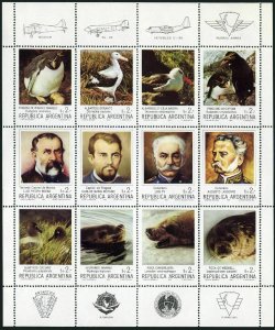 Argentina 1456 ai sheet,MNH.Michel 1666-1677. Southern Pioneers,1983.Birds.