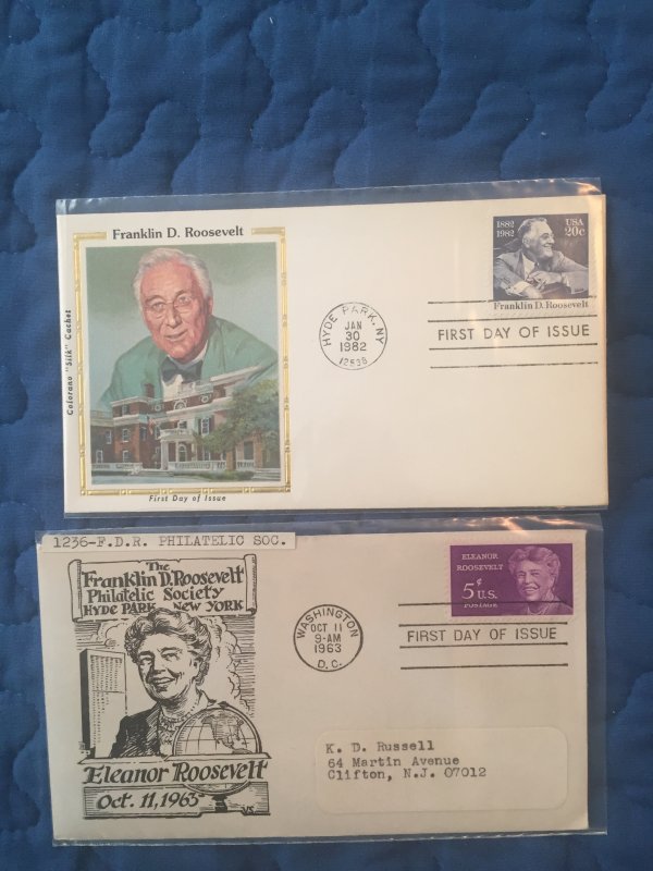 2 FDC - 1236 E Roosevelt and Silk FDR