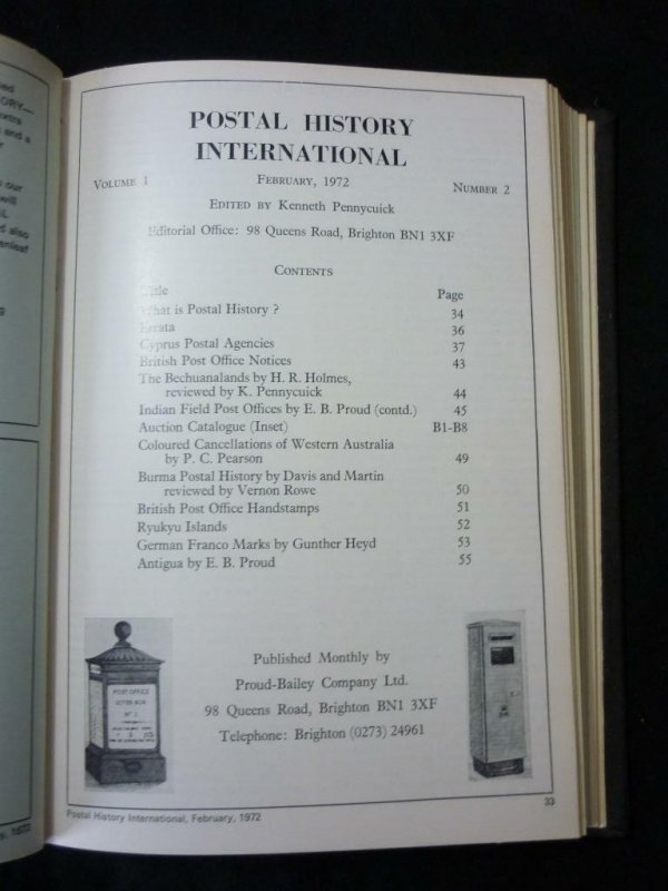 POSTAL HISTORY INTERNATIONAL No's 1-12 JAN-DEC 1972 BOUND 