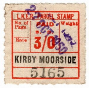 (I.B) London & North Eastern Railway : Parcel Stamp 3/- (Kirby Moorside) 