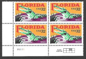 US Plate Block, Cat # 2950, Florida, MNH*-