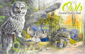 Malawi 2022 Sheet  Great Grey Owl wildlife bird 2 values (TS0178)