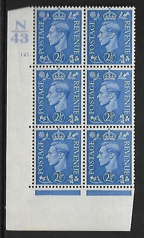 2½d Pale Blue Cylinder Control N43 121 Dot perf 5(E/I) UNMOUNTED MINT/MNH