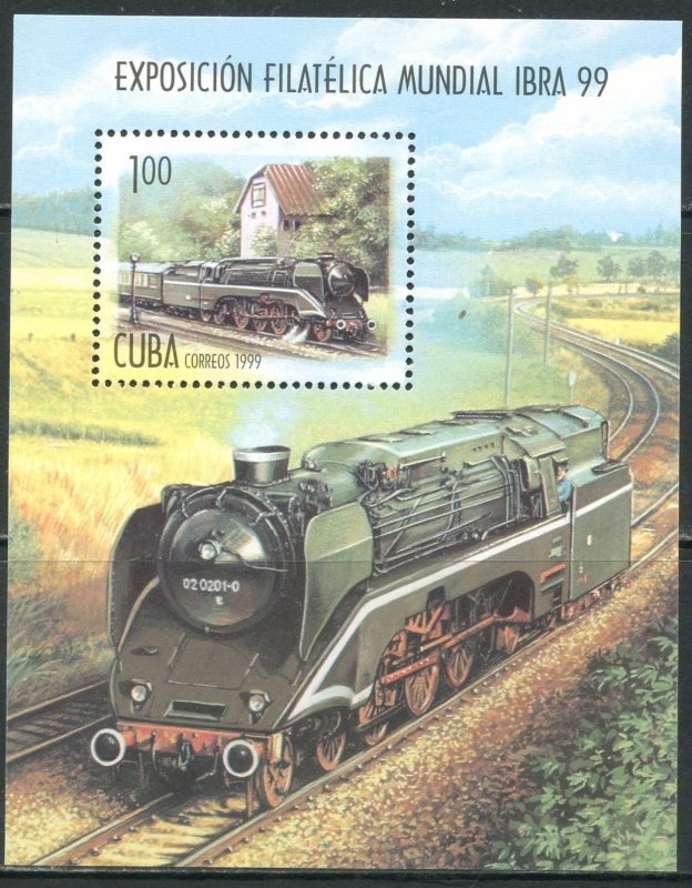 CUBA Sc#4006 1999 World Stamp Exhibition Locomotive Souvenir Sheet OG Mint NH