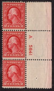 U.S. - 406 - Plate Number Strip of 3 (A 5841) - Fine/Very Fine - NH