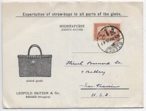 Szeged, Hungary to San Francisco, Ca 1934 Printed Matter Rate (55416)