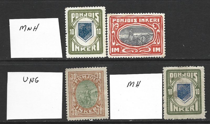 COLLECTION LOT 8794 NORTH INGERMANLAND 4 UNUSED STAMPS 1920+ SWCV+$36