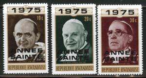 RWANDA Scott 644-646 MNH** Pope overprints