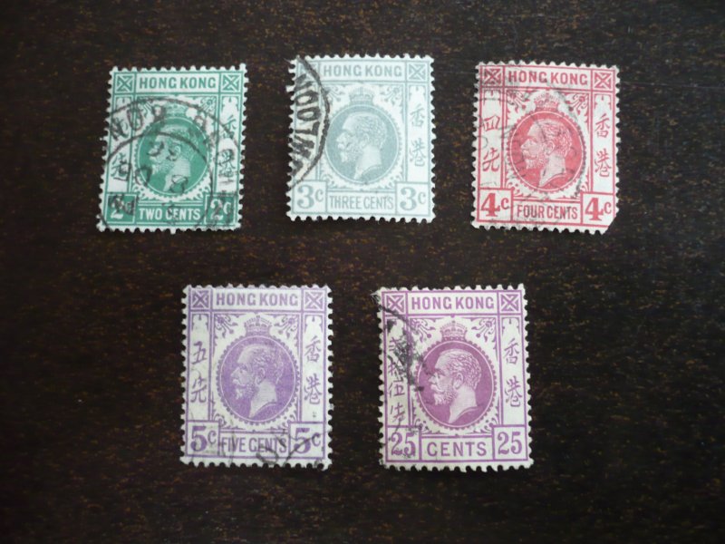 Stamps - Hong Kong - Scott# 130,132-134,140 - Used Part Set of 5 Stamps