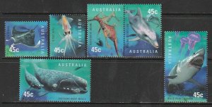 1998 Australia - Sc 1702-7 - MNH VF - pr/4 single - Marine Life