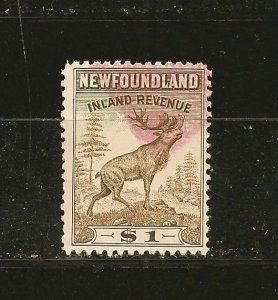 Canada Newfoundland NFR40 Inland Revenue $1.00 Caribou 1930's Used