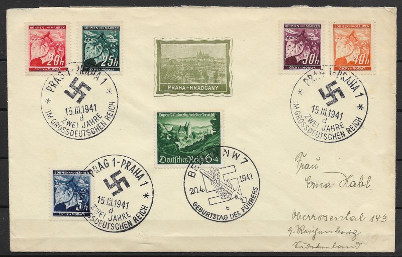 Bohemia & Moravia: 1941 Mixed Franking Cover with German Empire and Cinderella