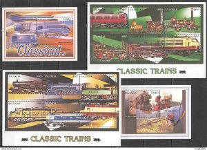 M1031 1996 Uganda Transport Classic Trains #1739-50 Michel 30 Euro 2Kb+2Bl Mnh