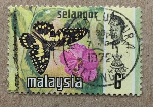 Selangor 1971 6c Butterflies, used. Scott 131, CV $1.75. SG 149