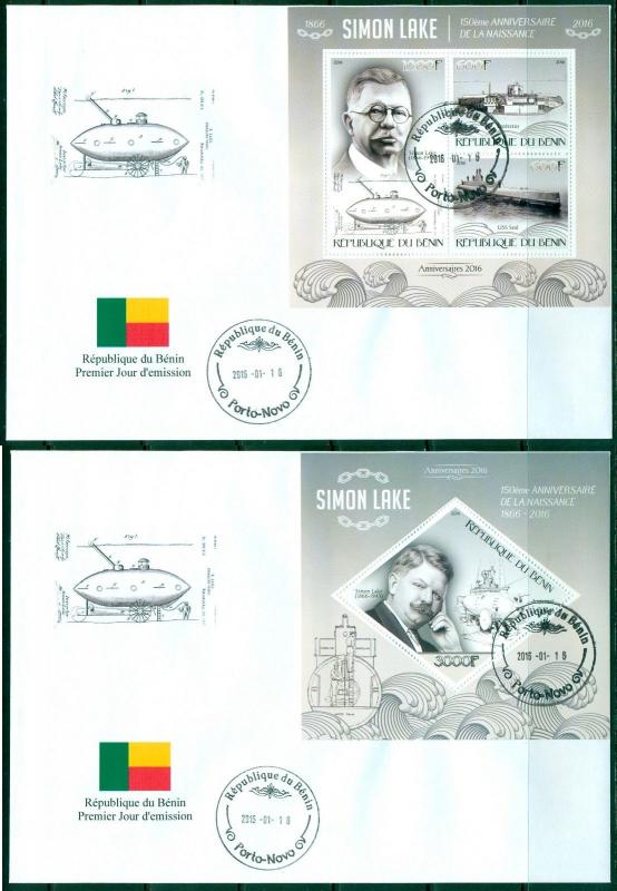 Submarines U-Boote Transport Simon Lake Benin set of first day covers 