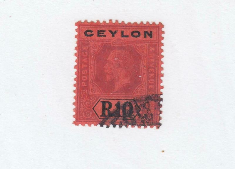 CEYLON # 213 VF-KGV R10 PART CORNER CANCEL CAT VALUE $92+