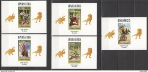 Lx486 Imperf 2014 S. Tome & Principe Animals Dinosaurs Uv Cardboard 5Bl Mnh