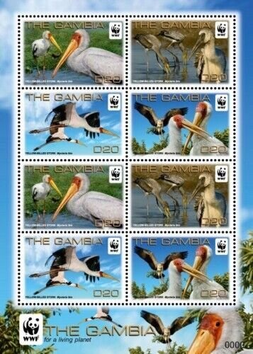 Gambia 2011 - WWF - Yellow-Billed Stork - Sheet of 8 stamps - Scott #3381E - MNH