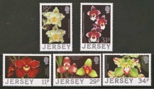 $1 World MNH Stamps (1238), Jersey Scott 442-446 MNH, Orchid, set of 5 (1238)