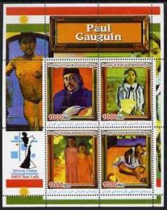 IRAQI KURDISTAN - 2005 -Chess, Gauguin Paintings-Perf 4v Sheet-Mint Never Hinged