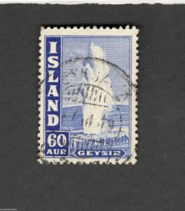 1938 Iceland SCOTT #208c GEYSIR 60 AUR Θ used stamp 