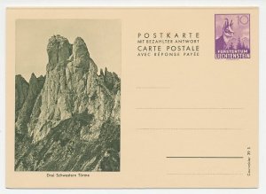 Postal stationery Liechtenstein 1940 Mountain - Three sister towers