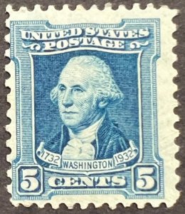 Scott#: 710 - Washington at 63 5¢ 1932 BEP Single Stamp MNHOG - Lot B3