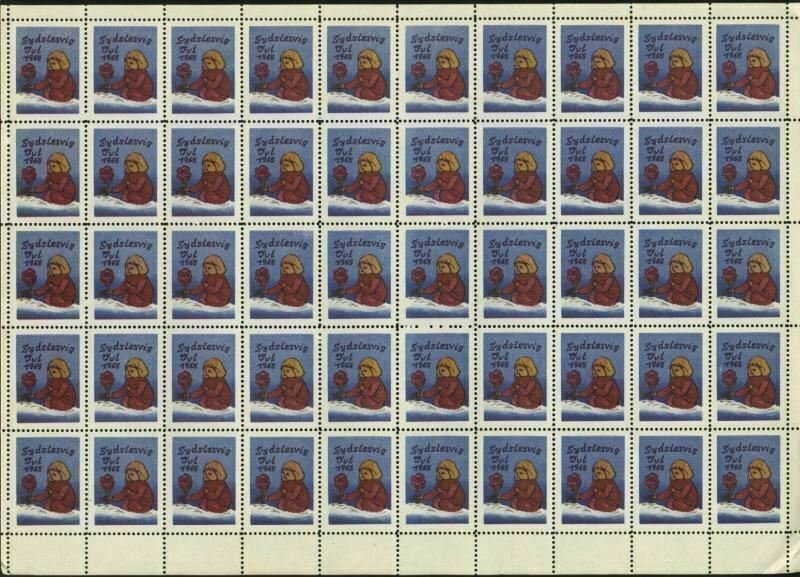 Denmark. Southslesvig Christmas Sheet 1965 MNH Folded. Girl With Flower. Condi. 