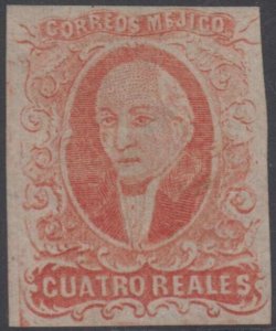 MEXICO 1856 HIDALGO Sc 4c KEY VALUE WITHOUT OVPT UNUSED SCV$140.00 