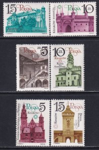 Poland 1984-8 Sc 2656, 2657, 2717, 2718, 2809, 2847 Cracow Restoration Stamp MNH
