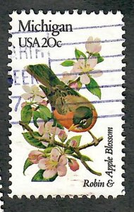 1974 Michigan Birds and Flowers used single - perf 10.5 x 11
