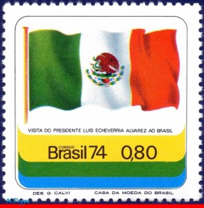 1355 BRAZIL 1974 VISIT PRESIDENT LUIS E. ALVARES OF MEXICO, MI# 1444 C-852, MNH