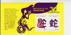 2013 Christmas Island Year of the Snake SS China Expo Ovpt 