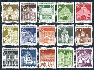 Germany 936-951,MNH.Michel 489-503. Definitive 1966.Historical buildings.