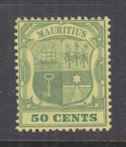 MAURITIUS, 1902 Crown CA, Arms, 50c. Dull Green & Deep Green, lhm.