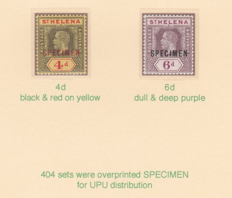 St HELENA 1912 KG5 Postage & Revenue  SPECIMEN   set of 2